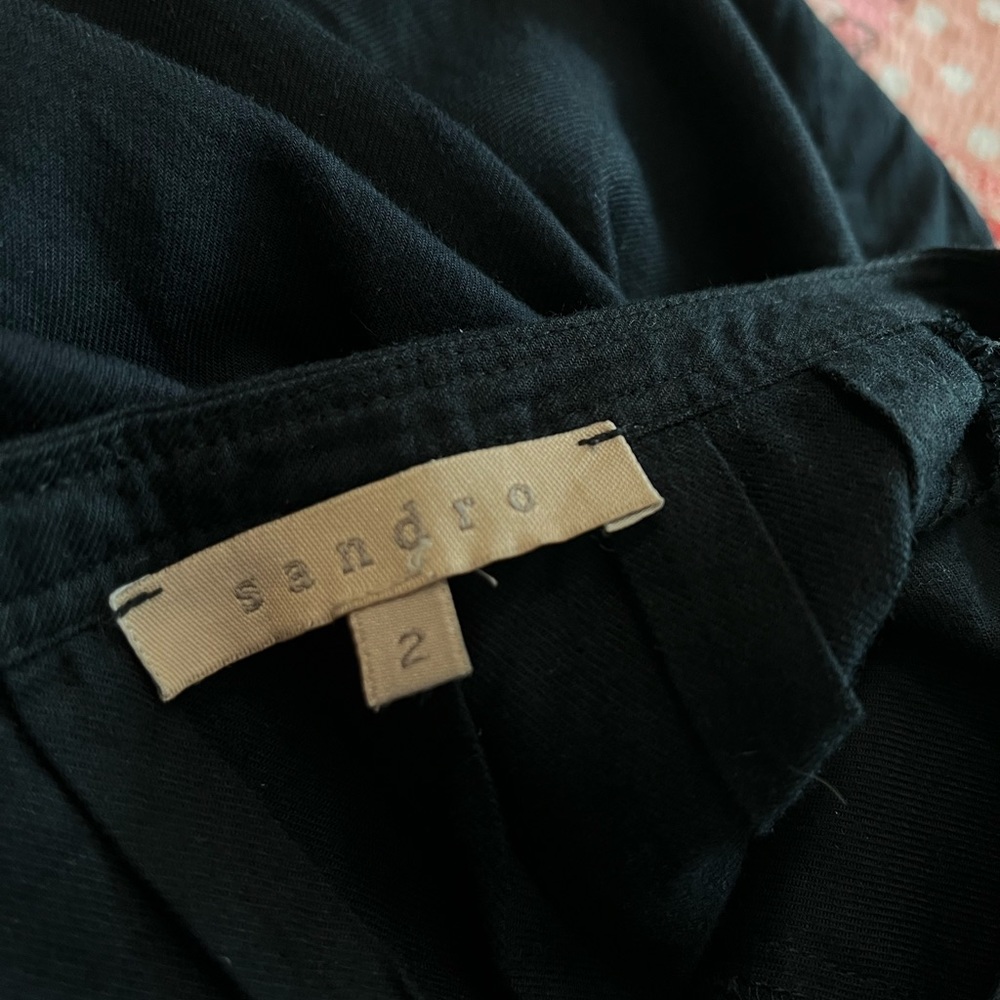 SANDRO black vintage button front cotton blend shift dress size 2 - Picture 5 of 9